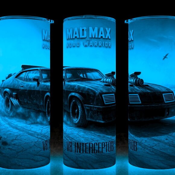Glow in the Dark Mad Max Road Warrior 70s V8 Interceptor Car Cup Mug Tumbler - Picture 1 of 5